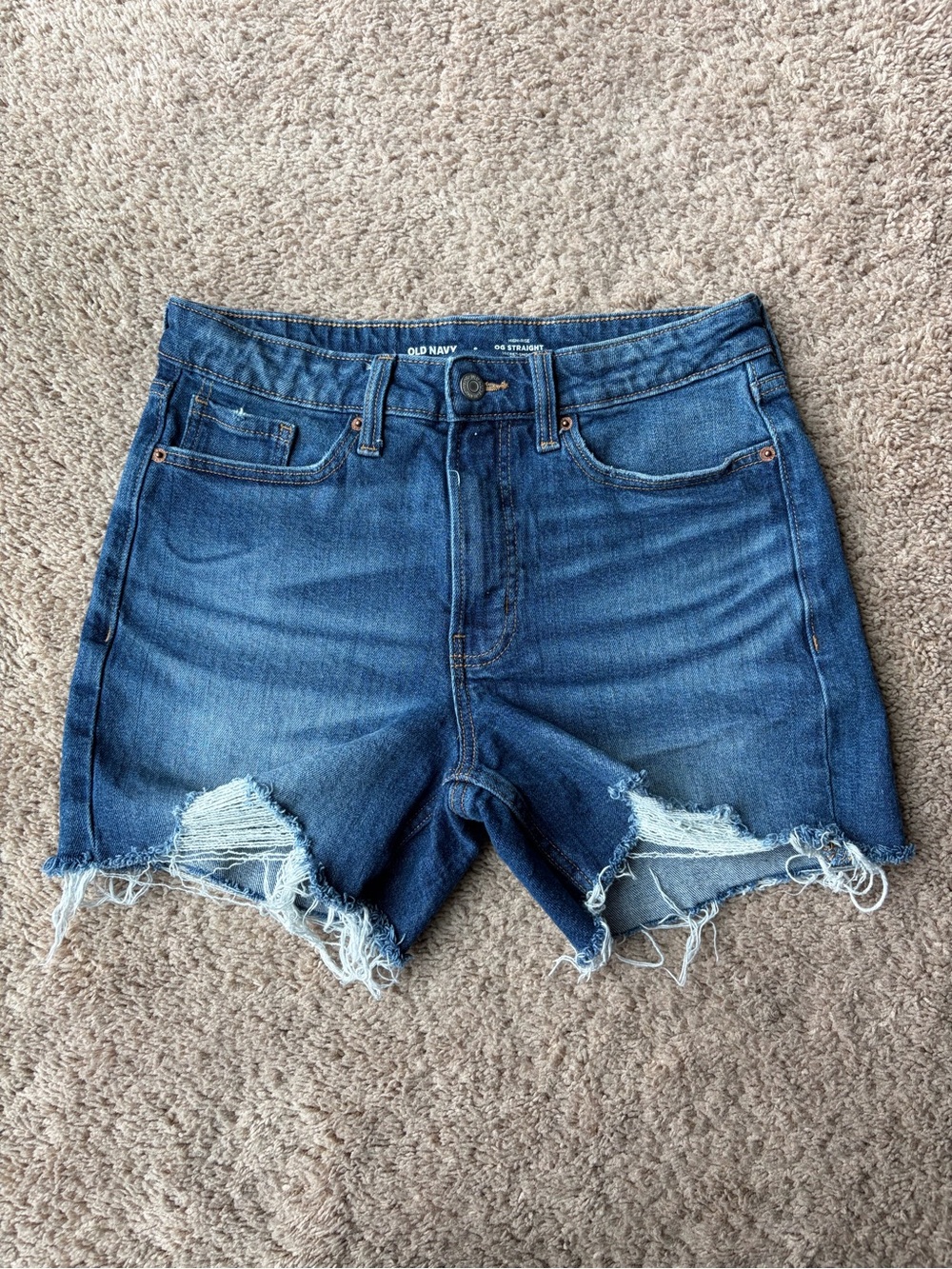 Old Navy Women’s High-Rise OG Straight Jean Shorts in Best Blue | Size 8